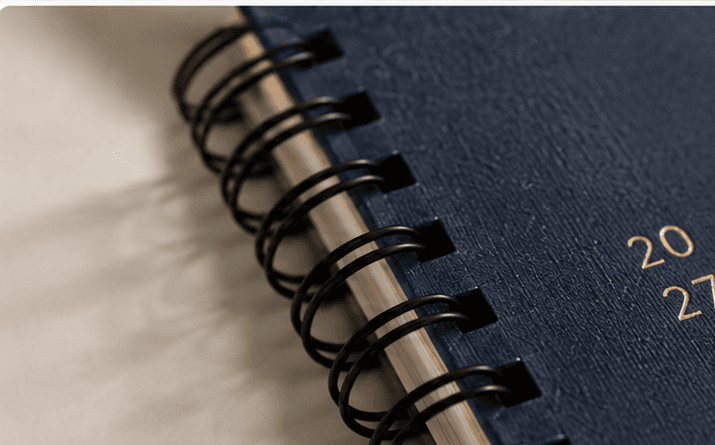 Black spiral binding close-up