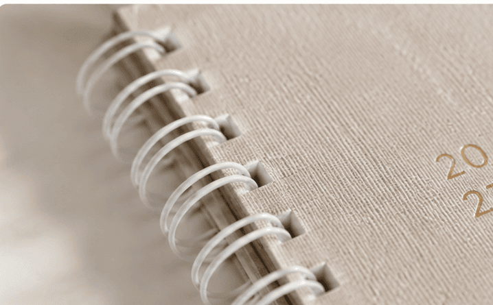 White spiral binding close-up