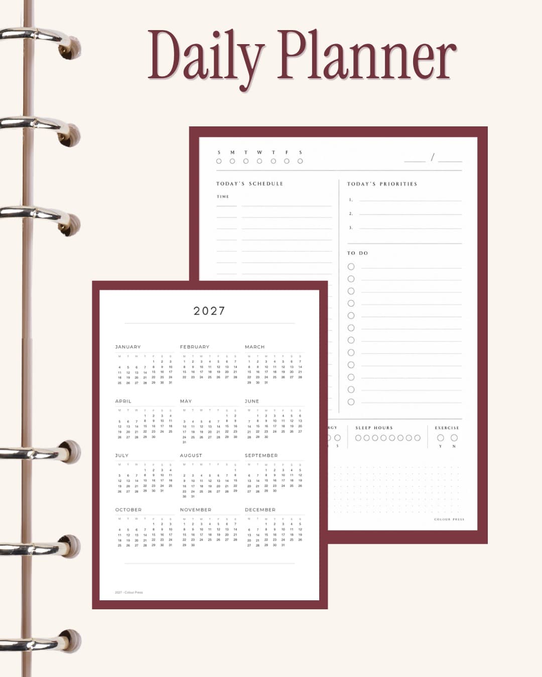 Daily Planner inner page layout