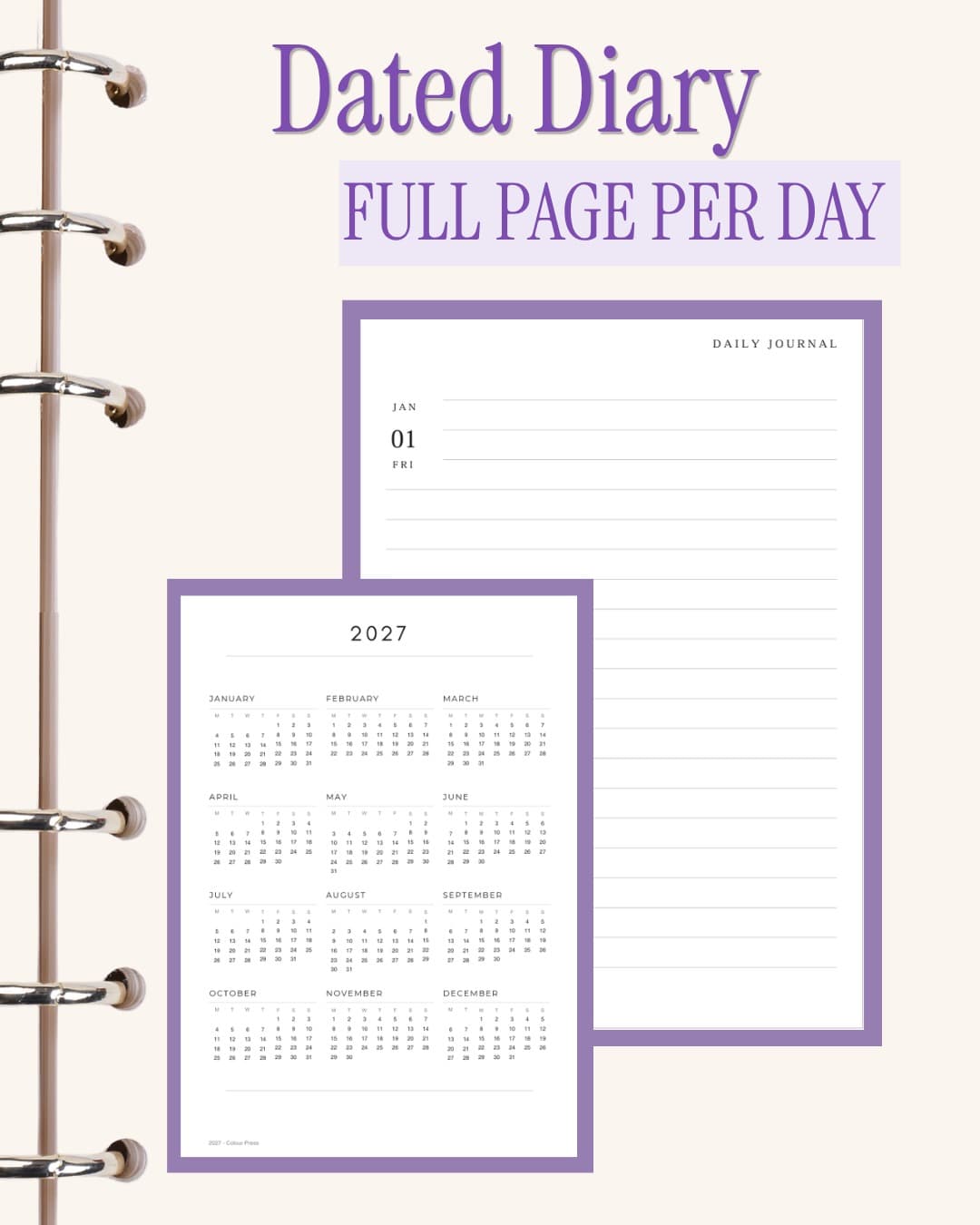 Dated Diary — Full Page per Day inner page layout